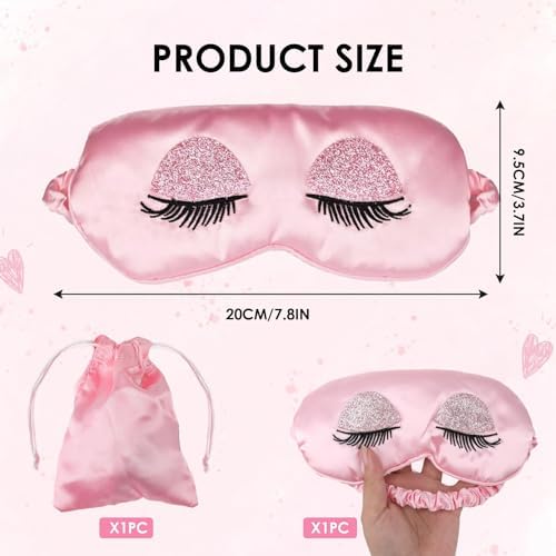 Seide Schlafmaske für Frauen - Weiche Satin Atmungsaktive Verdunkelung Rosa