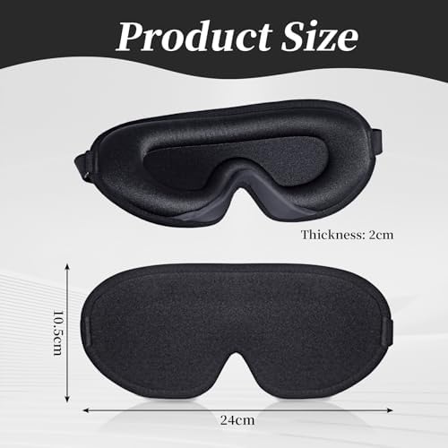 3D Schlafmaske für Seitenschläfer - 100% Lichtblockierend & Atmungsaktiv für Reise & Yoga (Schwarz)
