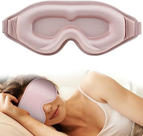 WLLHYF Seide Schlafmaske 3D-Tiefschlaf Blockiert Licht Rosa