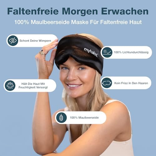 MyHalos® 3D Seiden-Schlafmaske mit Augenmuscheln – Totalverdunkelung für perfekten Schlaf überall – Unisex für Damen & H