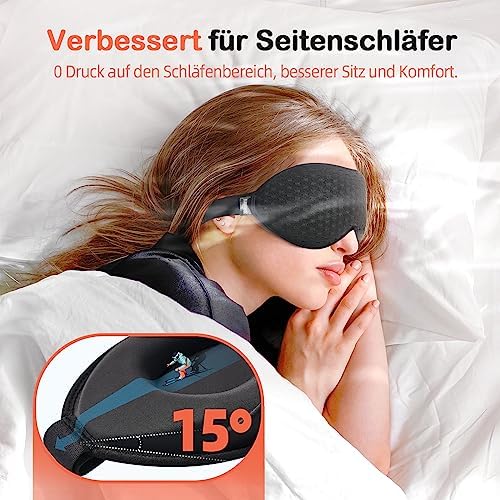 INNELO Schlafmaske 100% Lichtblockierend, Atmungsaktive 3D Memory Foam Augenmaske für Reisen, Schwarz