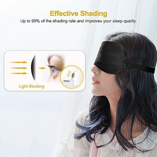 Gritin Seidene Schlafmaske Lichtblockierend mit Ohrstöpseln Hautfreundlich