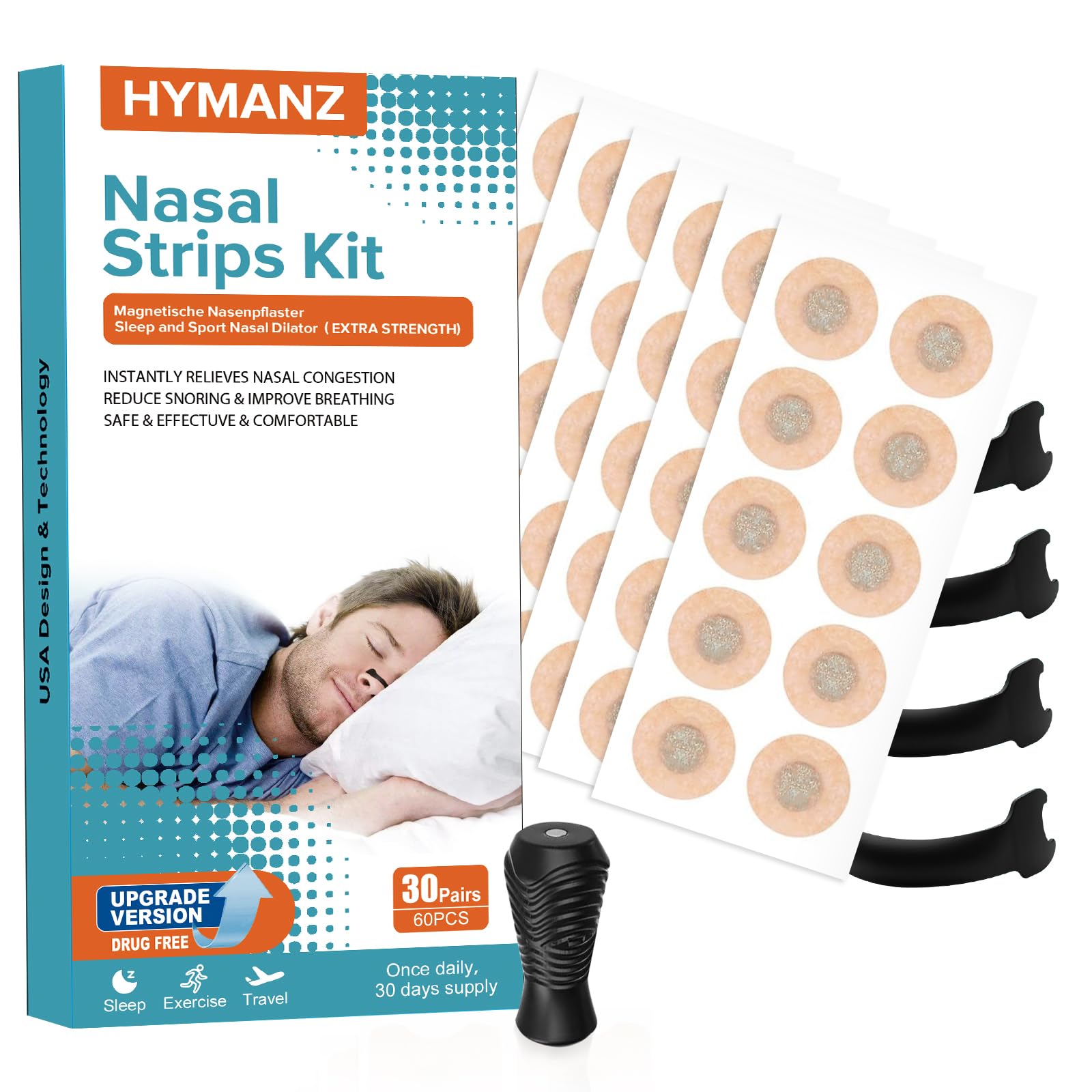 Anti-Schnarch Magnetische Nasenstrips + 2026 Upgrade + 60 Stück